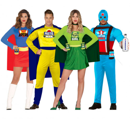 Group of beverage superheroes	