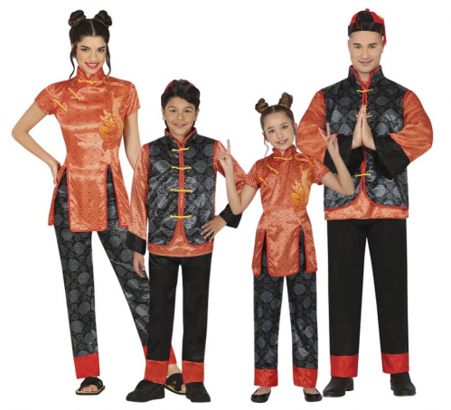 Group of Chinese in orange