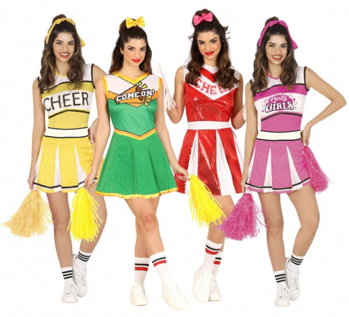 Group of colorful cheerleaders