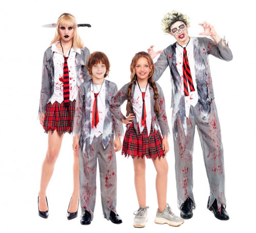 Grupo de estudantes zombies