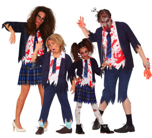 Grupo de estudantes zombies