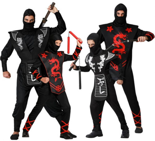 Grupo de ninjas vermelhos e brancos