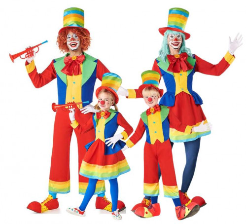 Grupo de palhaços coloridos