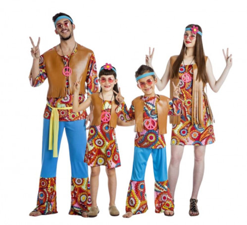 Grupo hippie com colete