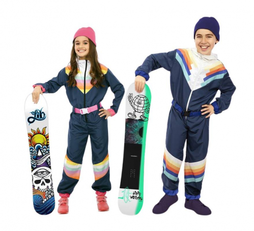 Pair of child skiers