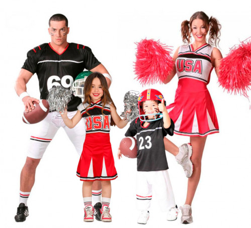Quarterback group and cheerleader