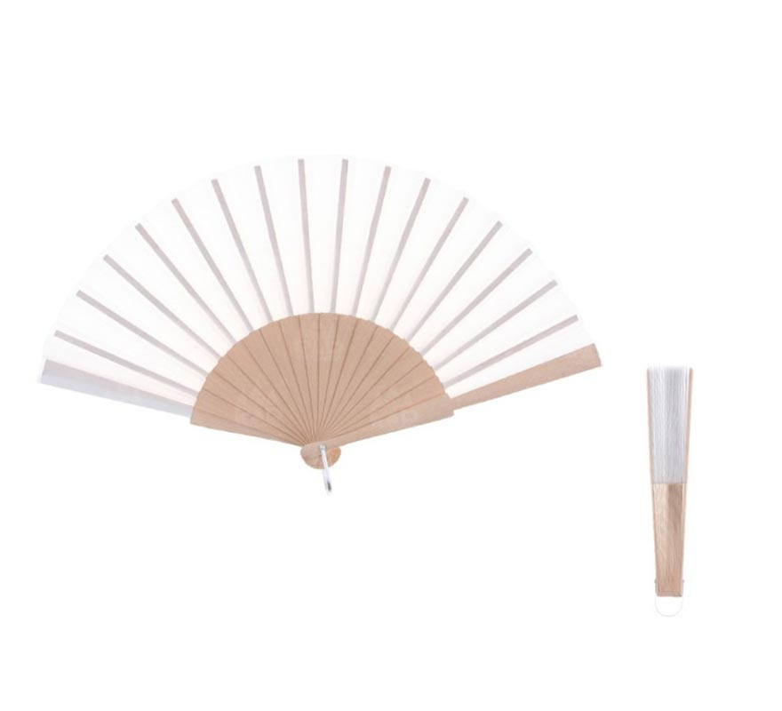White wooden fan with hook