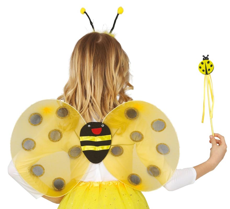 Asas de abelha com fita para a cabeça e varinha 54x34 cm Asas de abelha com fita para a cabeça e varinha 54x34 cm