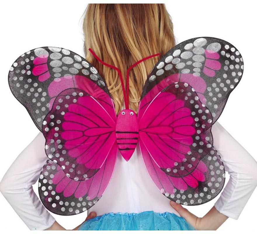 Asas de fúcsia e borboleta preta de 50x39 cm