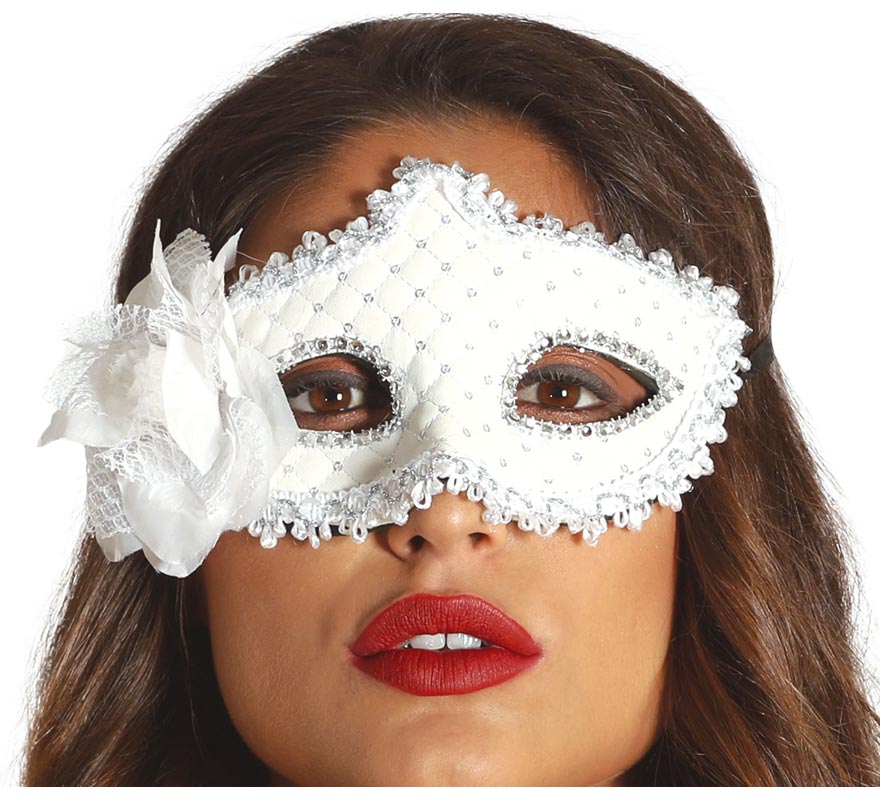 White Mask with Flower