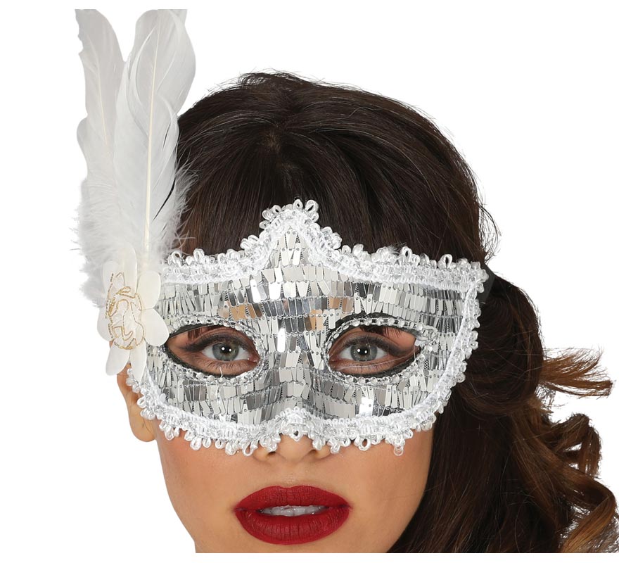 Máscara de olhos de penas de duas cores