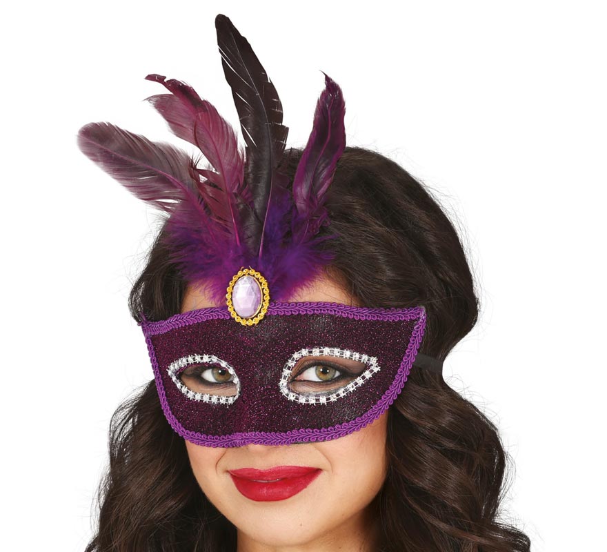 Máscara de Penas Lilás Adulto