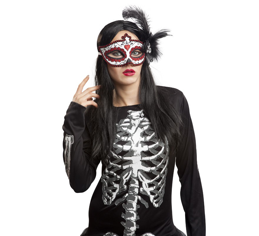 Catrina mask with black feather