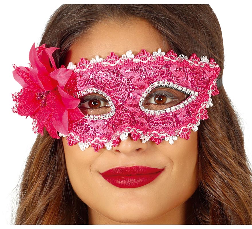 Fuchsia Mask with Flower