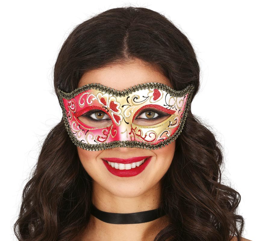 Máscara veneziana vermelha para adulto