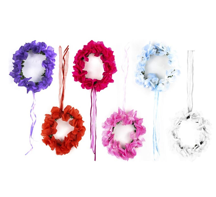 Flower hoop with assorted colored ribbon
