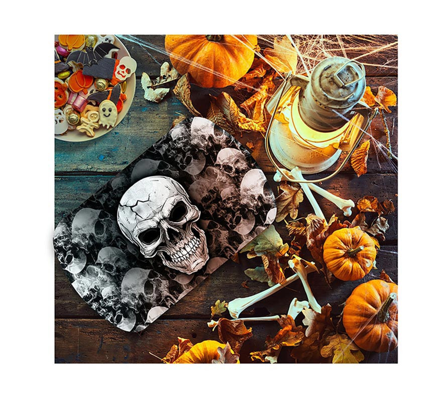 Bandeja de caveiras assustadoras de plástico de 39x24 cm