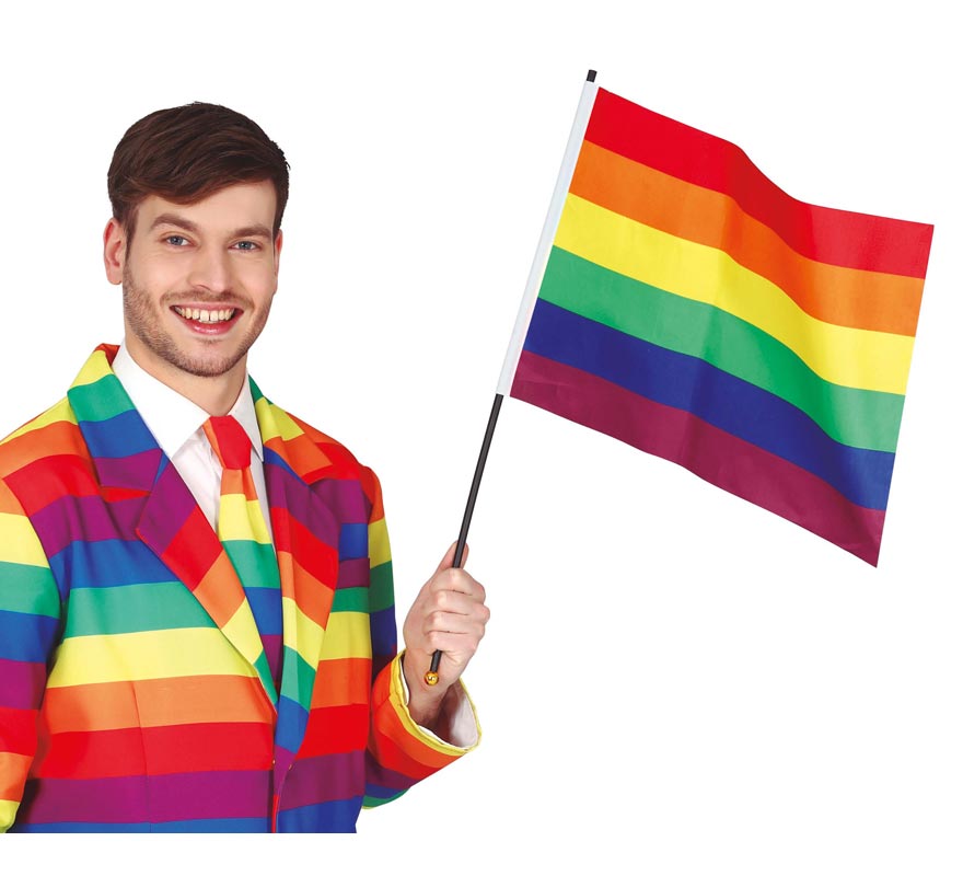 Bandeira Arco-Íris com Stick 35X45 cm