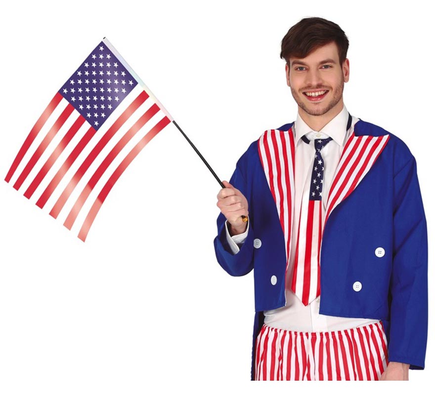 Bandeira dos EUA com bastão 35X45 cm