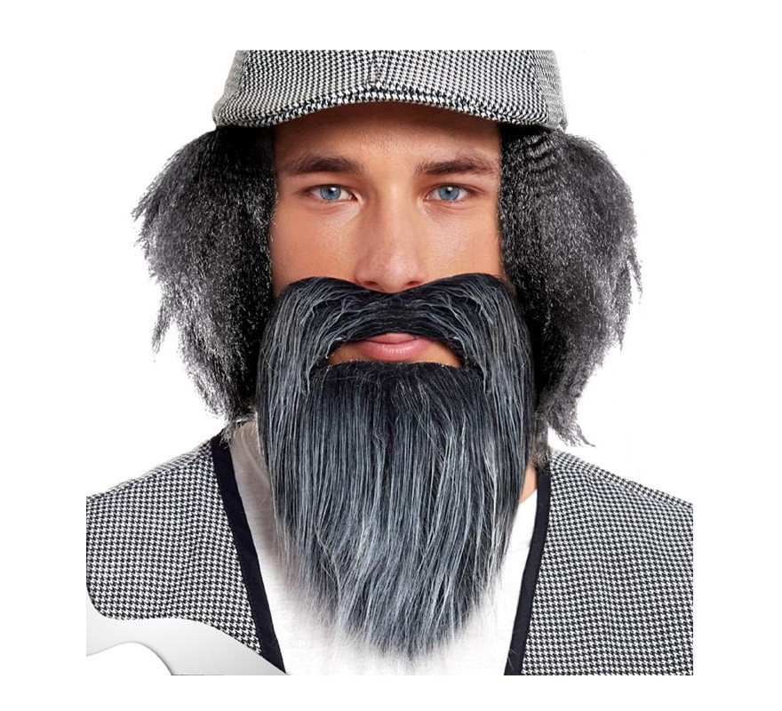 Gray and black messy beard Gray and black messy beard