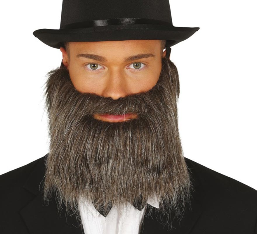 Gray Beard and Mustache with Elastic Band