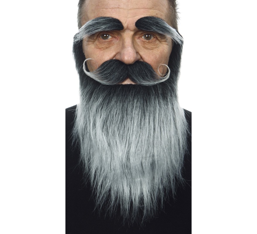 Mustache with Beard and Gray Eyebrows