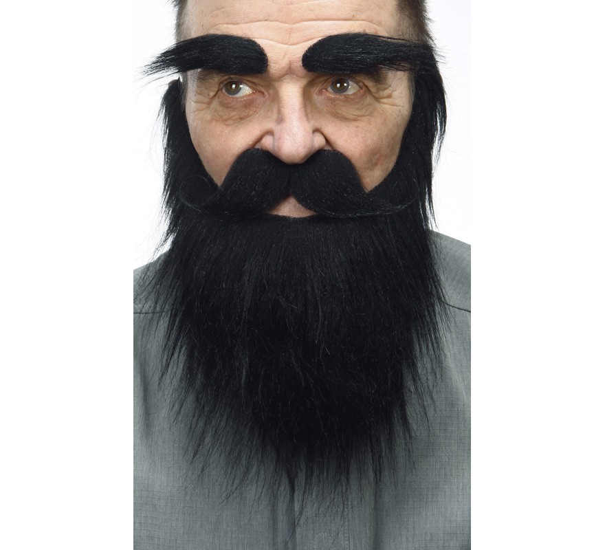 Mustache with Black Beard and Eyebrows
