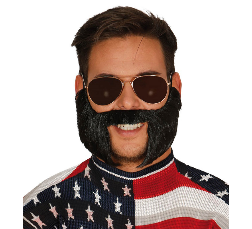 Mustache with extra large rocker sideburns