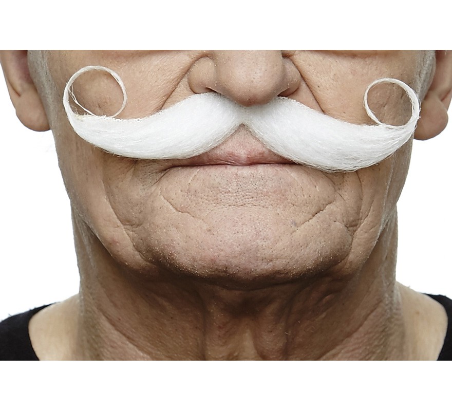 Bigode francês encaracolado branco