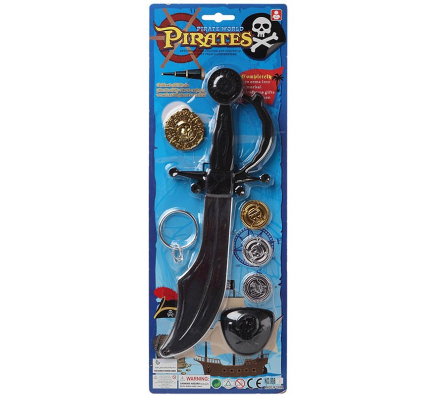 Black Pirate Sword Blister 44x15 cm