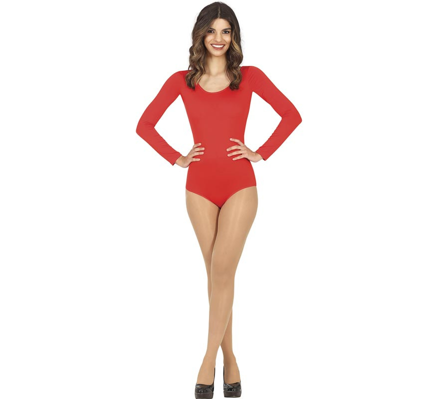 Red long sleeve bodysuit or jersey for women