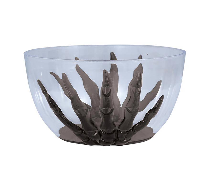 Transparent Bowl with black Skeleton Hand of 6.5x13.5 cm