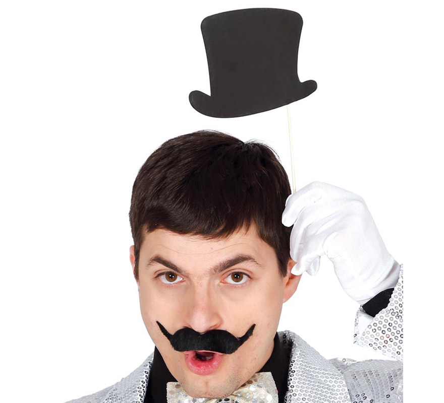 Bag of 6 top hats with stick ideal for photocall Bag of 6 top hats with stick ideal for photocall