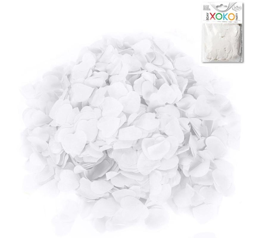 15 gram bag of white hearts confetti