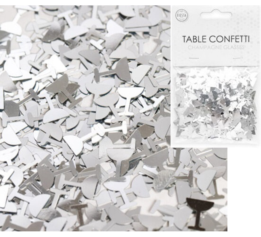 14g Silver Champagne Glasses Table Confetti Bag 14g Silver Champagne Glasses Table Confetti Bag