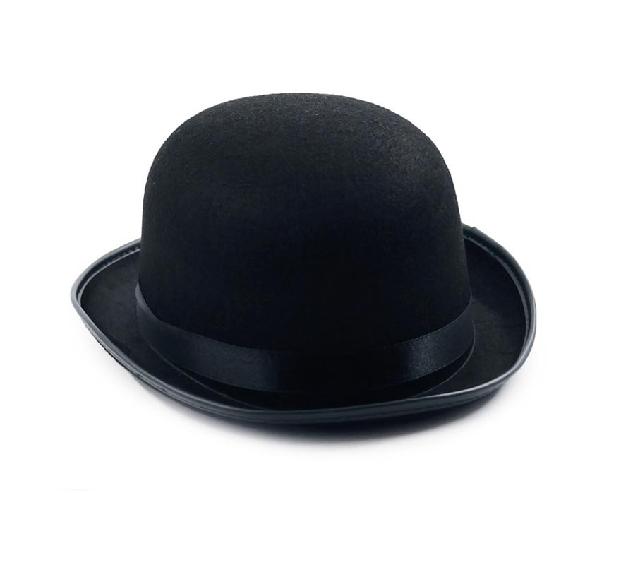 Chapéu-coco preto clássico para adulto