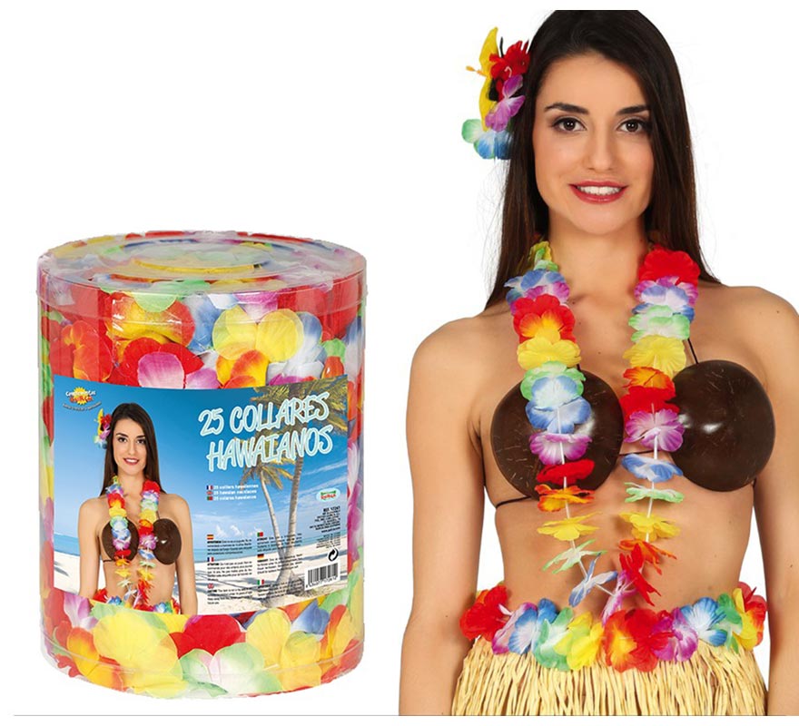 Jar of 25 Multicolor Hawaiian Necklaces