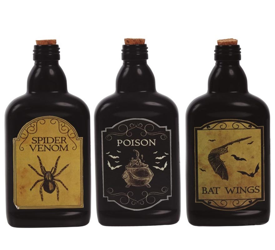 Frascos de veneno de vidro sortido de 19 cm Frascos de veneno de vidro sortido de 19 cm