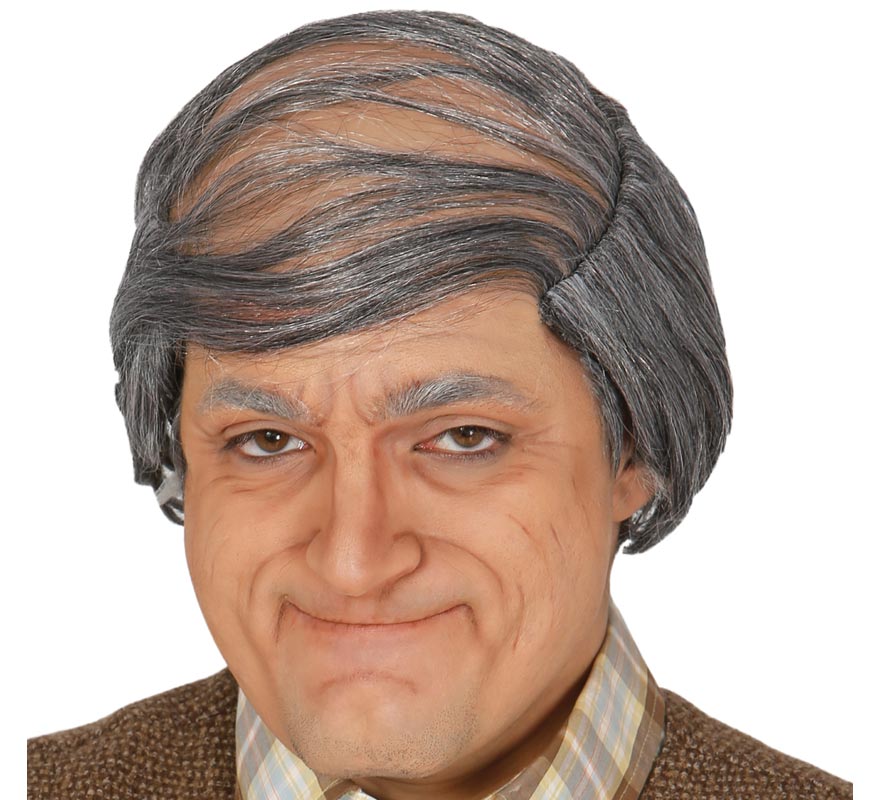 Bald head with grandfather or old man hair