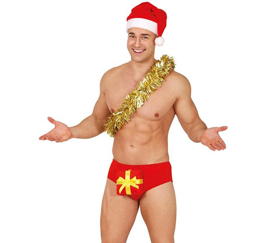 Cueca boxer vermelha para presente de Natal adulto Cueca boxer vermelha para presente de Natal adulto