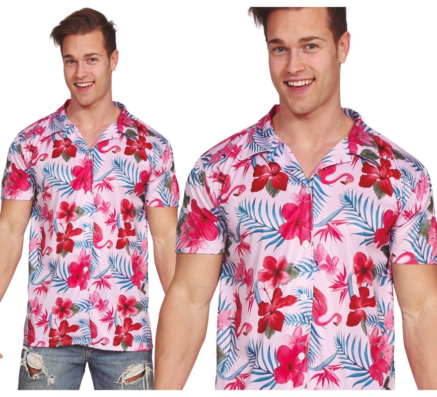 Camisa de flamenco havaiana para homens