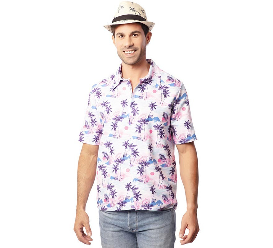 Camisa havaiana adulta com estampa roxa
