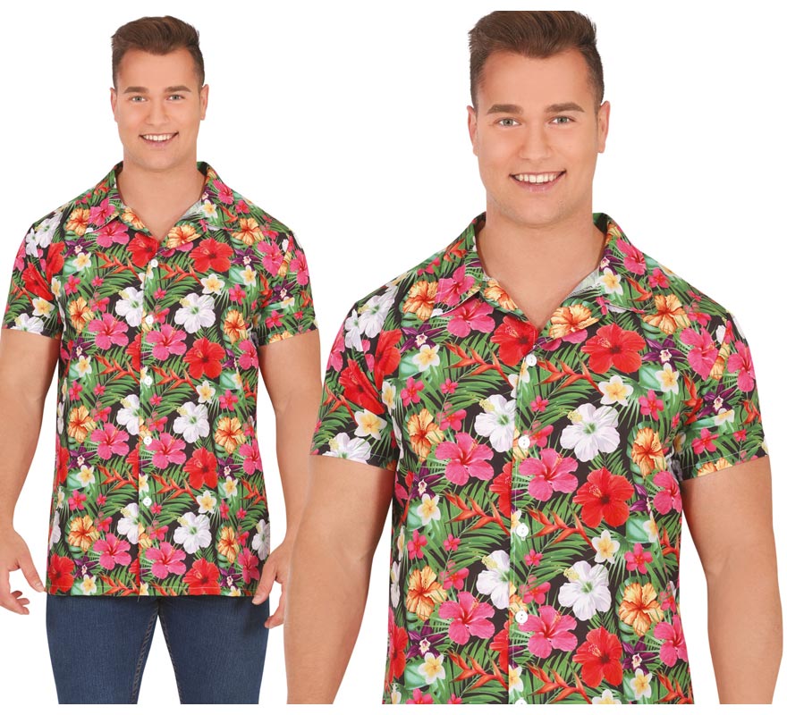 Camisa havaiana com estampa de flores adultas Camisa havaiana com estampa de flores adultas