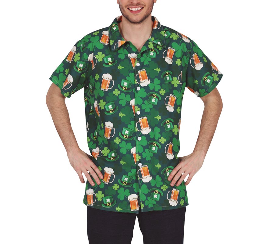 Camisa adulta com cerveja e trevo do Dia de São Patrício