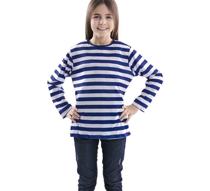 Children's blue and white striped T-shirt
