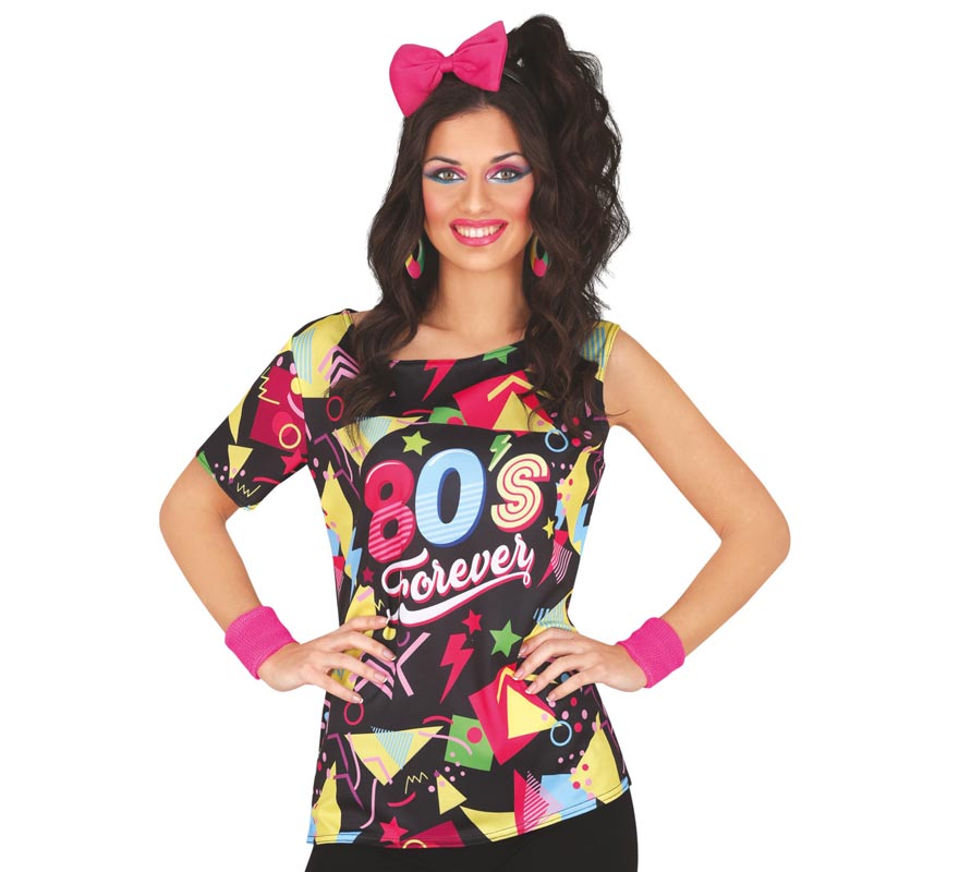 Camiseta adulta multicolorida dos anos 80