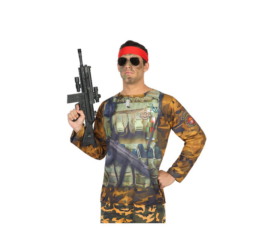 T-shirt de camuflagem soldado para homem