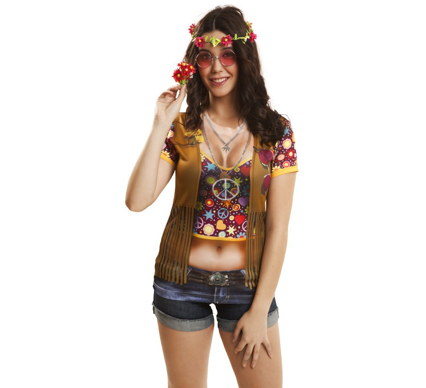 T-shirt hippie para mulher
