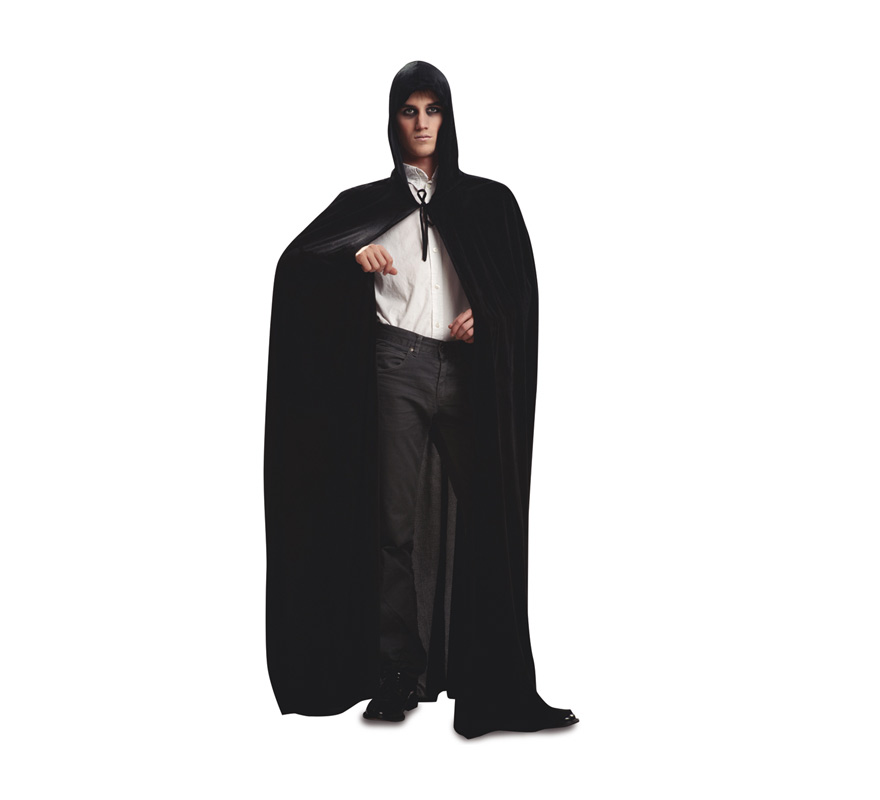 Black Velvet Hooded Cape for Adults
