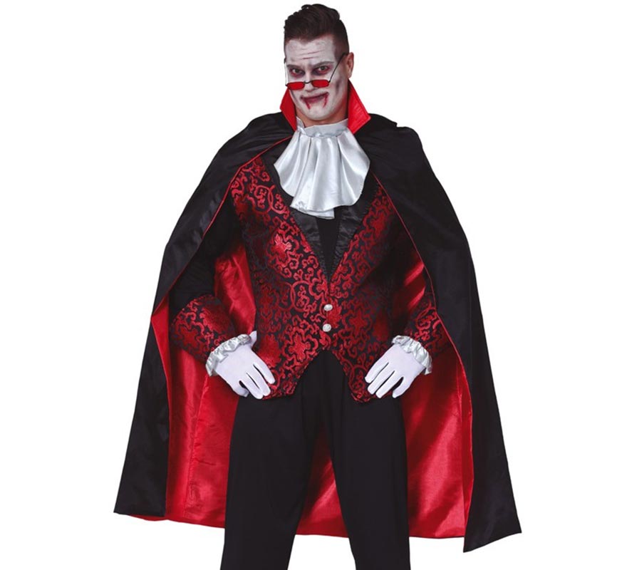 Manto de Vampiro Preto com Forro Vermelho 115 cm
